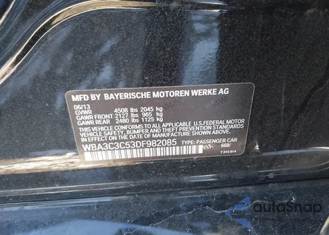 2013 BMW 320I xDrive z USA, uszkodzony, nr VIN WBA3C3C53DF982085